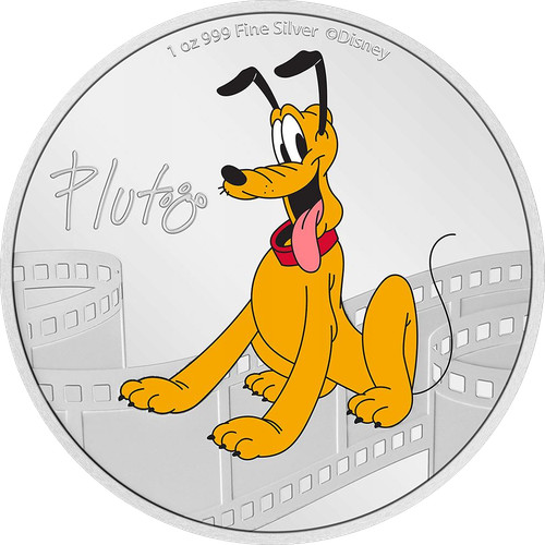 Silbermünze pluto mickey and - pluto,